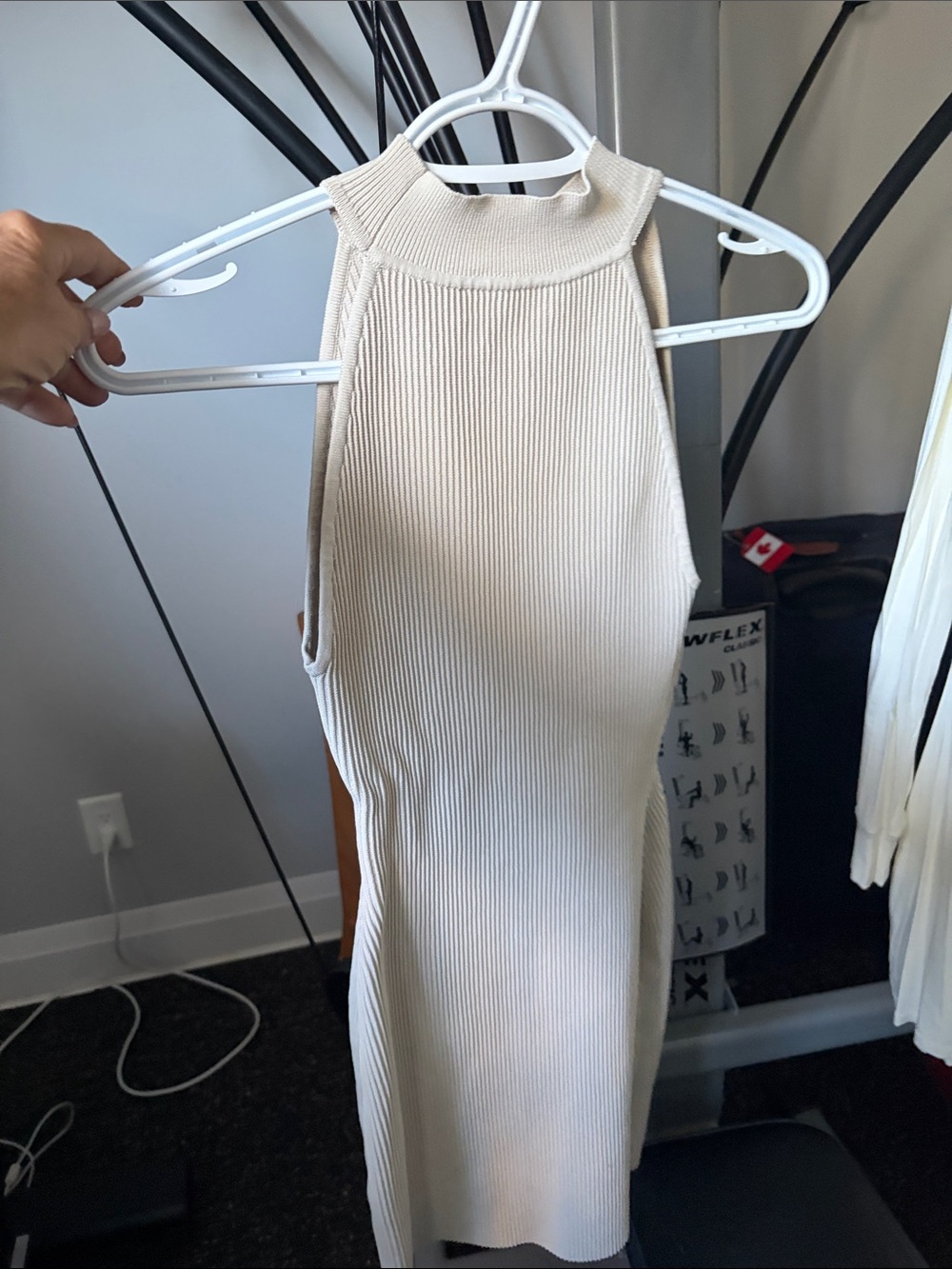 Babaton Ribbed Halter Midi Dress in Cream - Picture 1 of 7